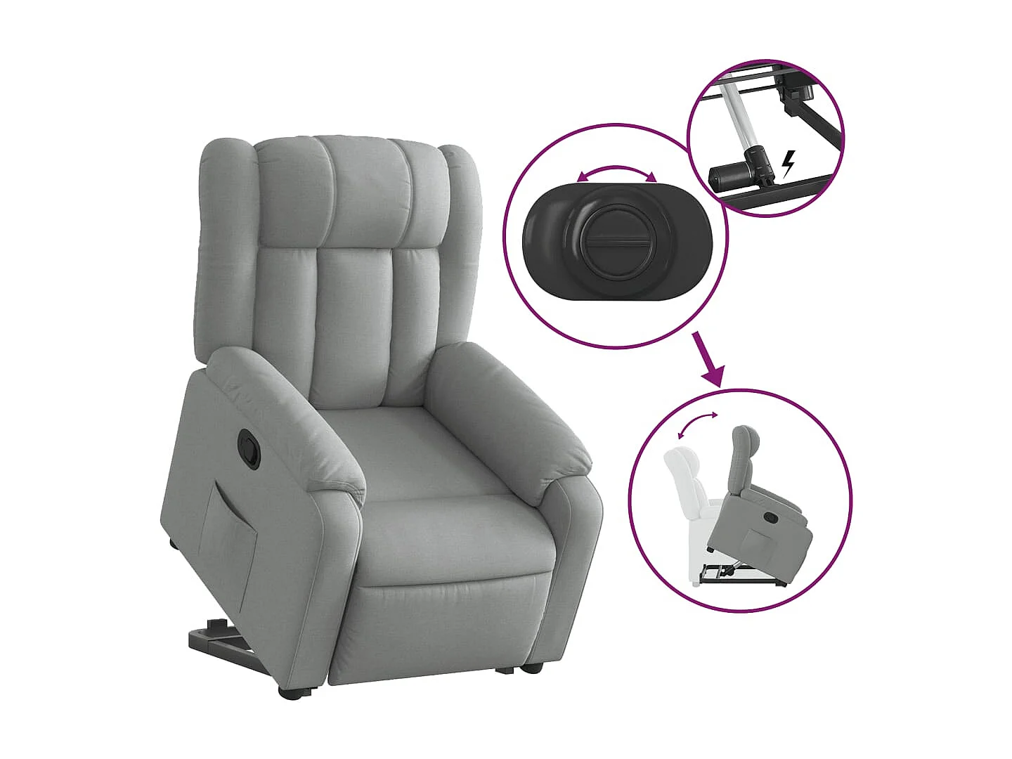 Sta-op-stoel verstelbaar stof lichtgrijs NL279562