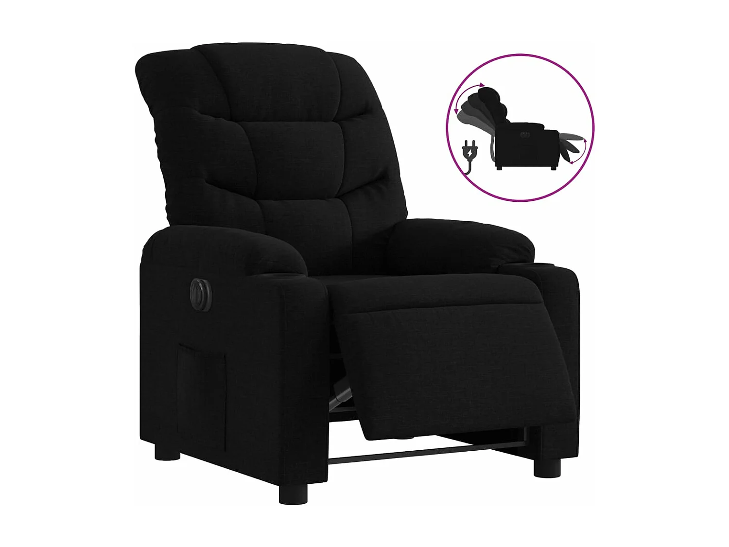 Fauteuil inclinable électrique Noir Tissu REO77761