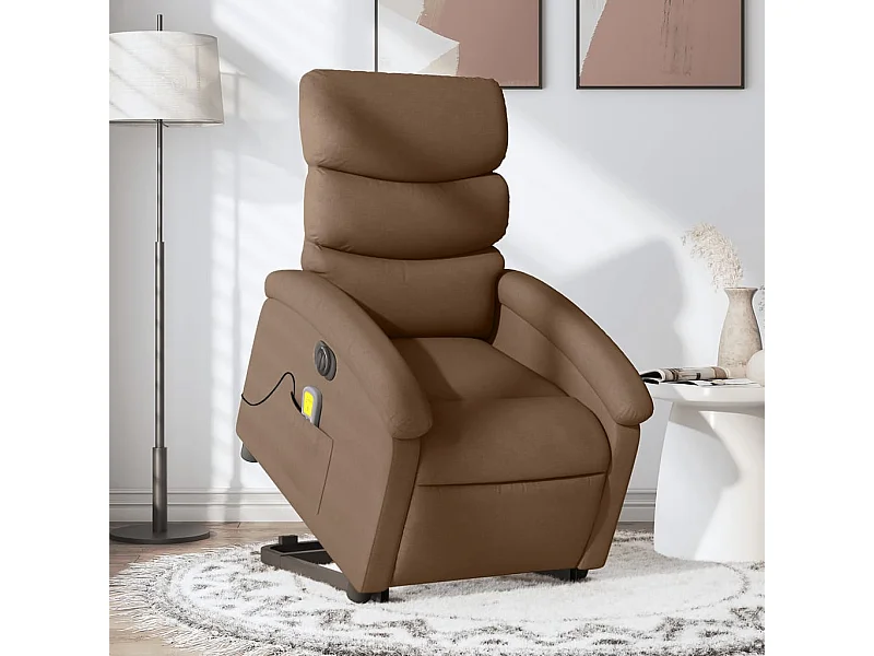 Fauteuil inclinable de massage électrique Marron Tissu REO59952
