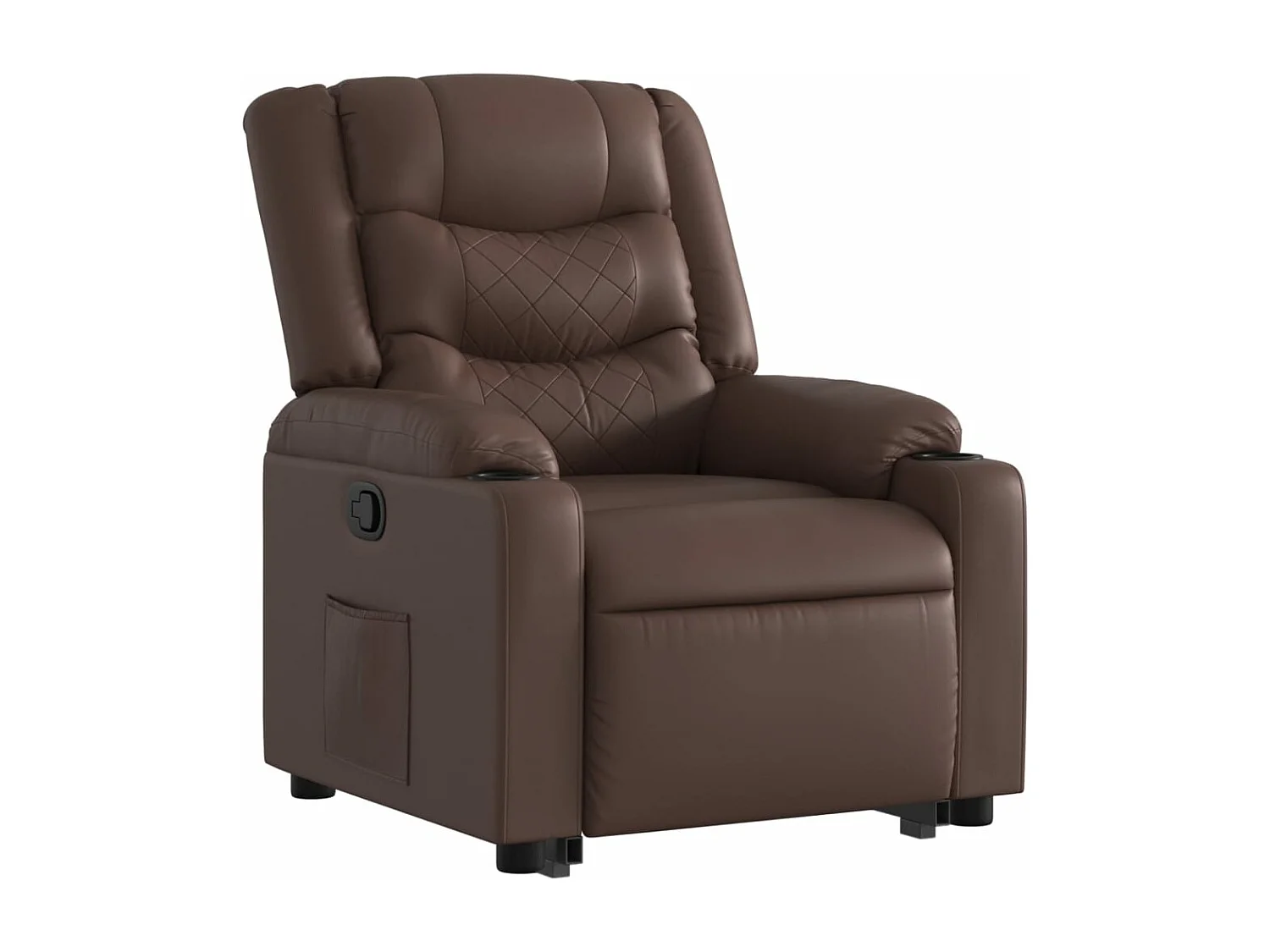 Sillón reclinable elevable cuero sintético marrón YOE93241