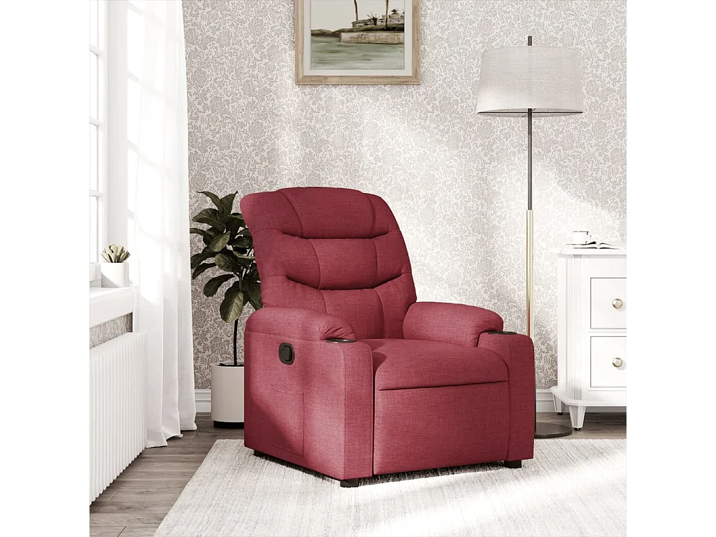 Sillón reclinable de tela rojo tinto YOE46266