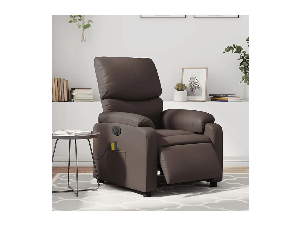 Fauteuil de massage inclinable électrique marron similicuir REO19848