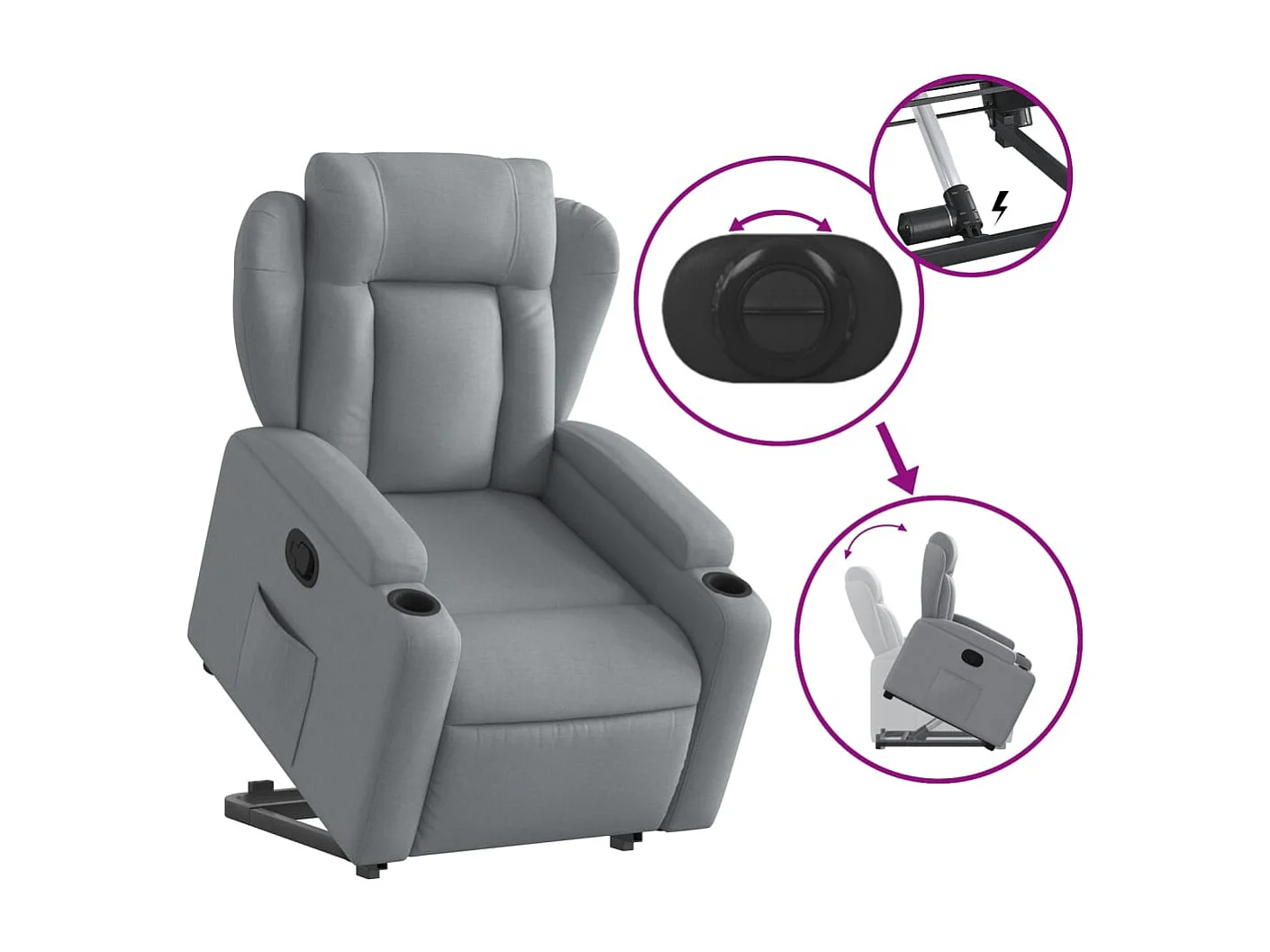 Fauteuil inclinable Gris clair Tissu REO63948