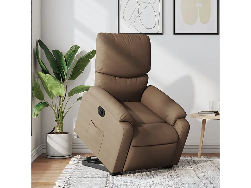 Fauteuil inclinable électrique marron tissu REO47228