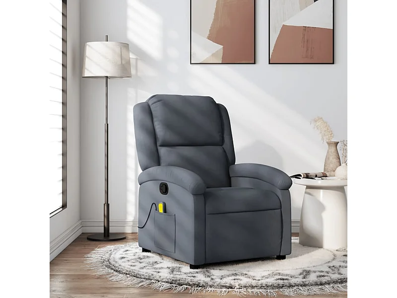 Fauteuil de massage inclinable gris foncé velours REO62379
