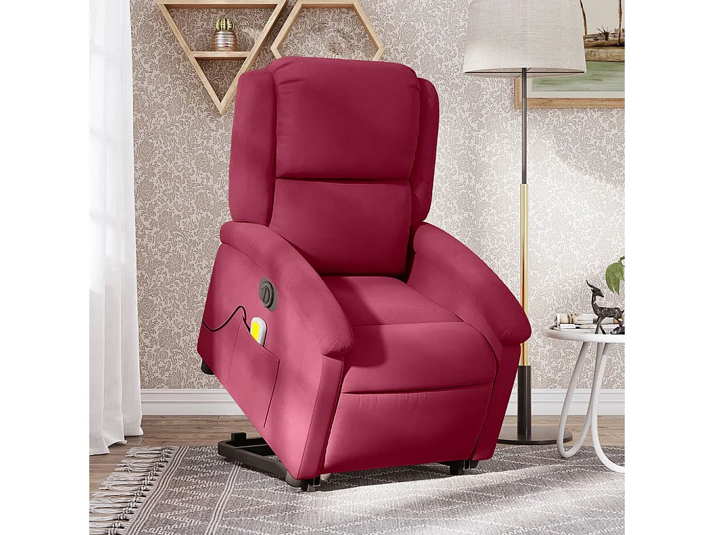 Fauteuil inclinable de massage électrique rouge bordeaux REO55630