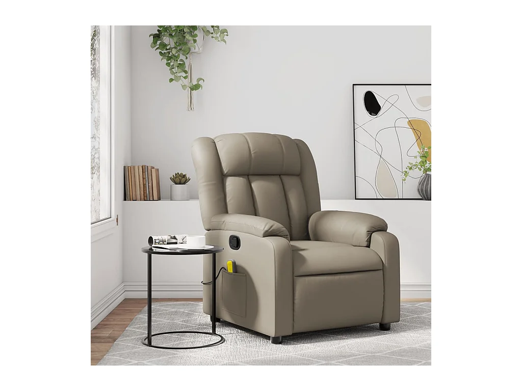 Sillón de masaje reclinable cuero sintético color capuchino YOE81821