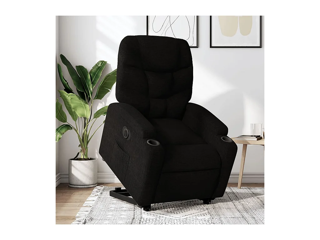 Fauteuil inclinable électrique noir tissu REO54694