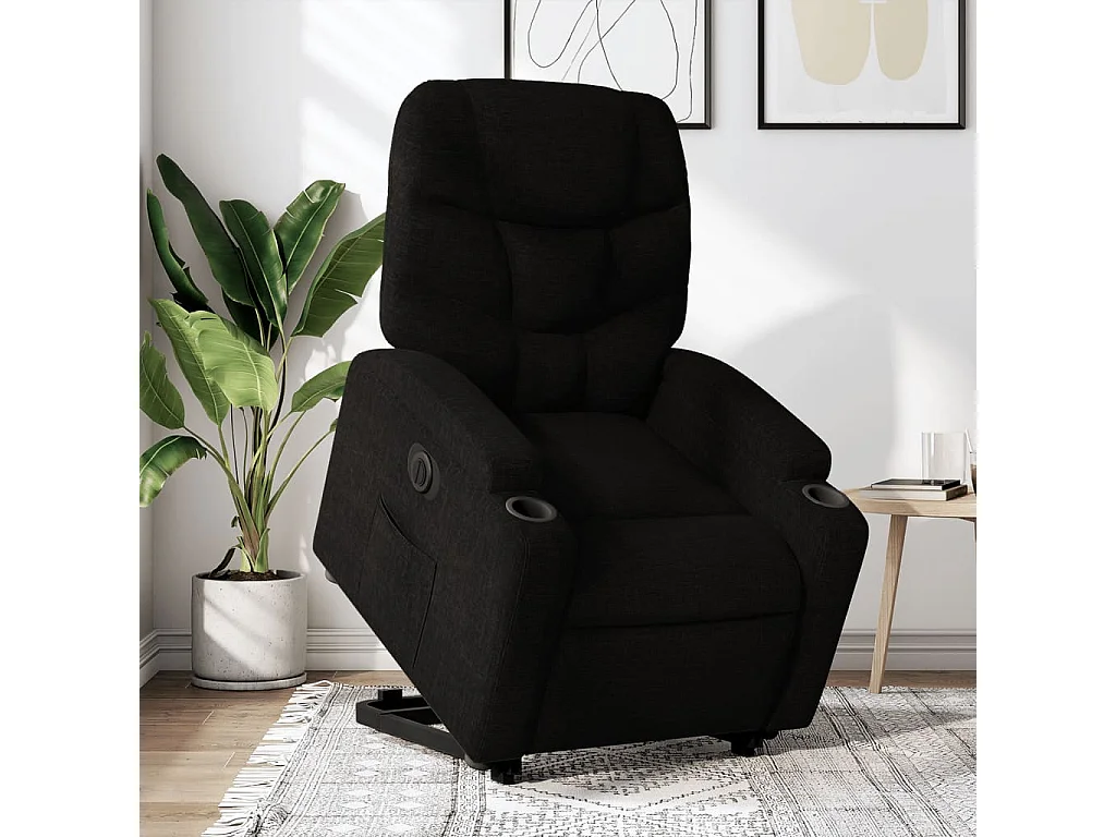 Fauteuil inclinable électrique noir tissu REO54694