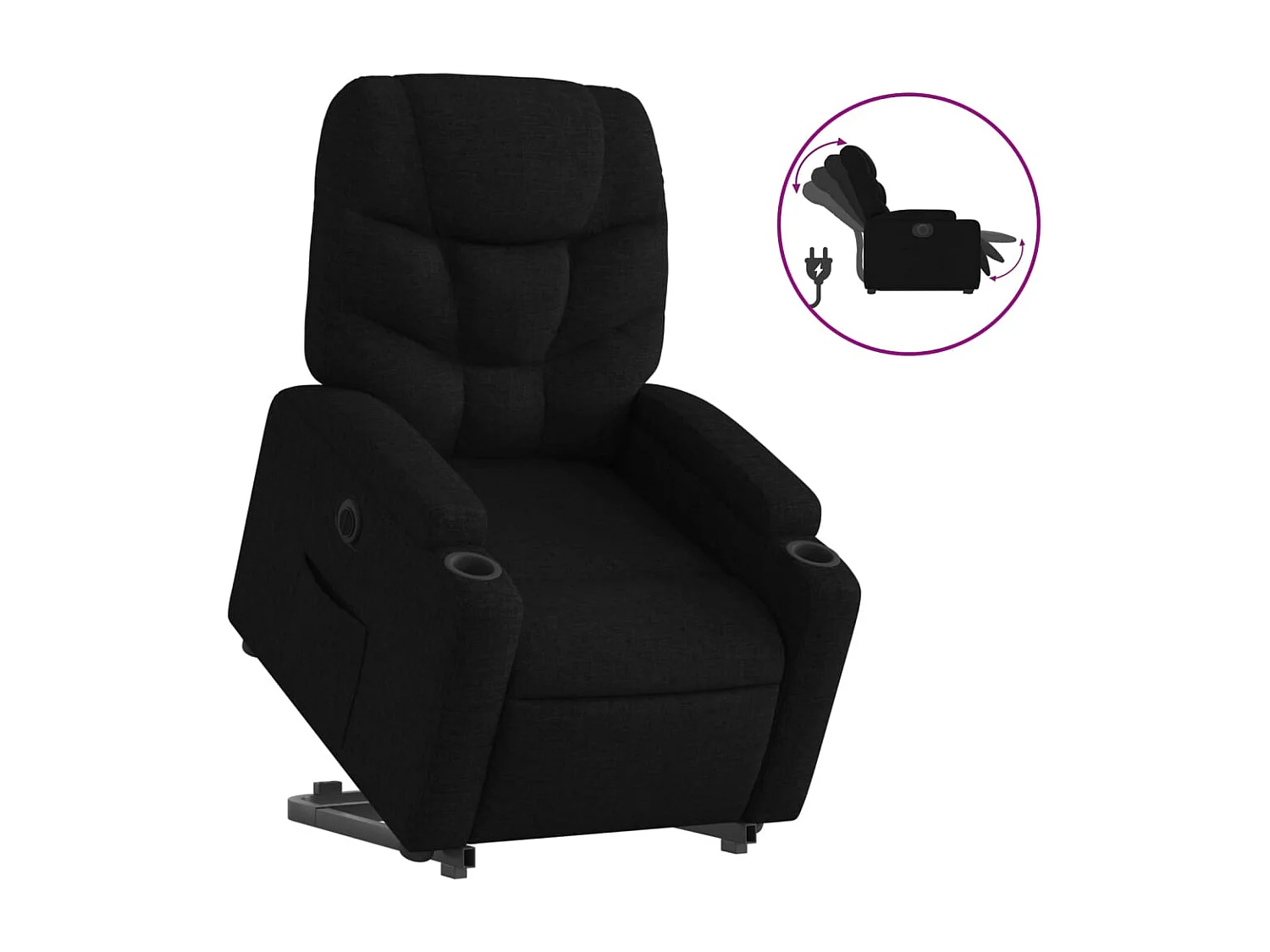 Fauteuil inclinable électrique noir tissu REO54694