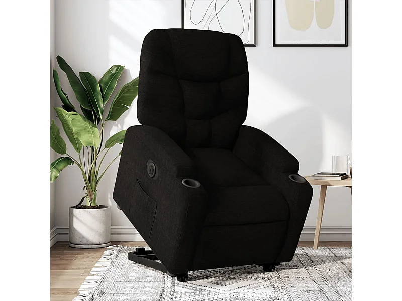 Sillón eléctrico reclinable elevable de tela negro ES74197