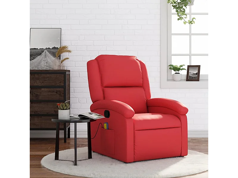 Sillón de masaje reclinable cuero sintético rojo YOE38112