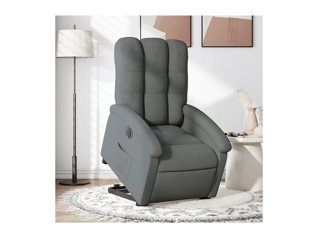 Fauteuil inclinable électrique gris foncé tissu REO15837