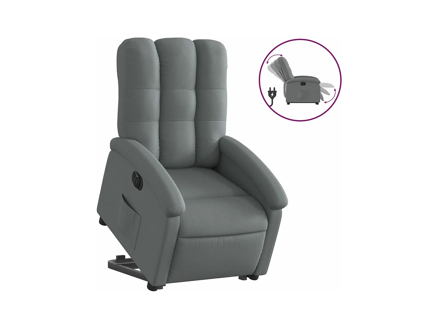 Fauteuil inclinable électrique gris foncé tissu REO15837
