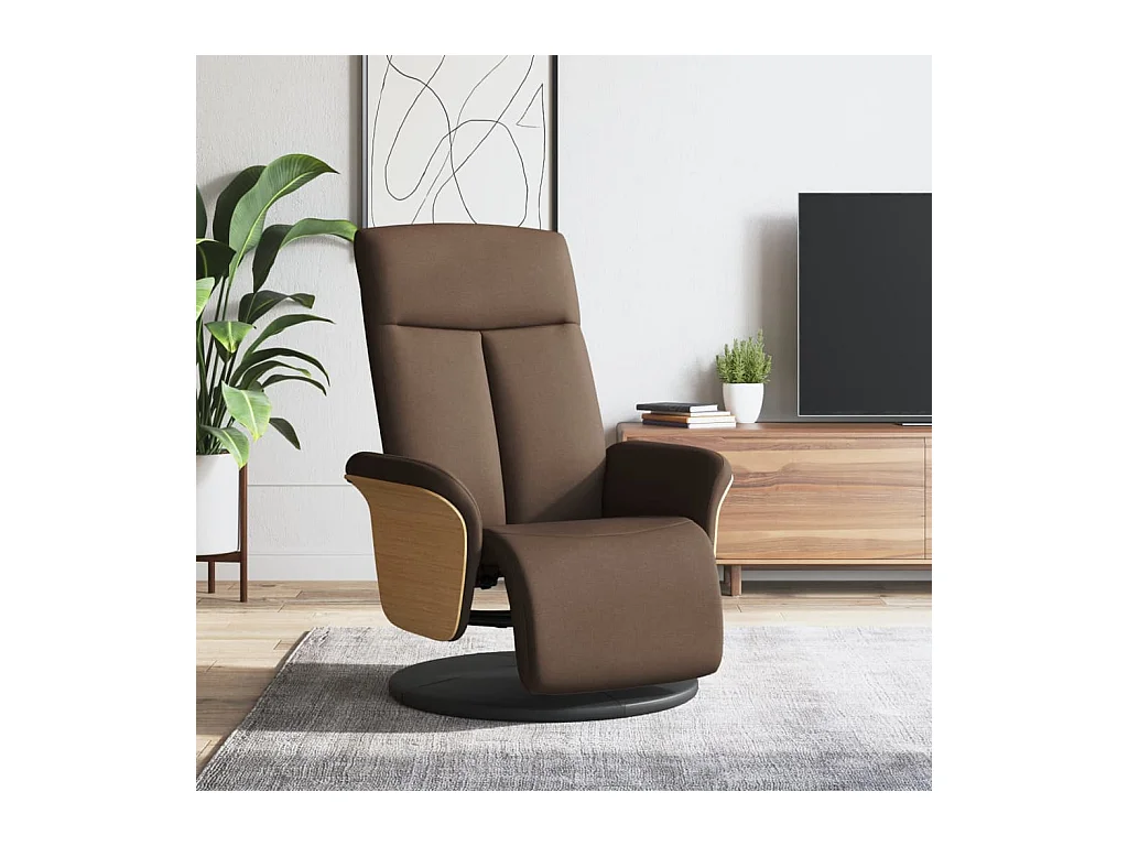 Fauteuil inclinable avec repose-pieds marron tissu REO12310