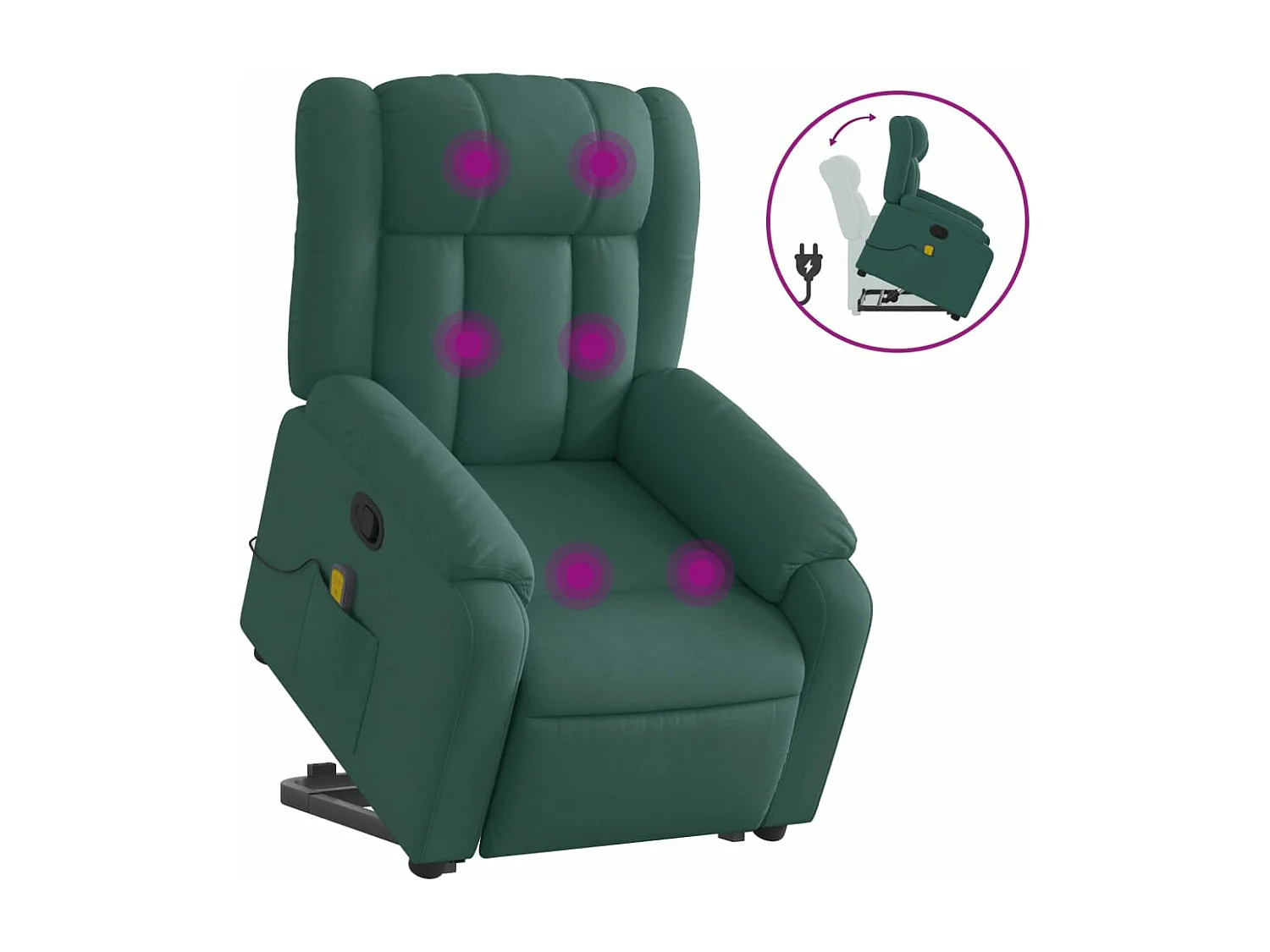Silla de masaje reclinable de pie de tela verde oscura YOE86080