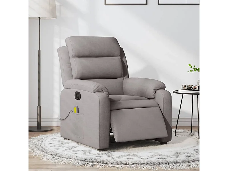 Fauteuil de massage inclinable électrique Taupe Tissu REO82828