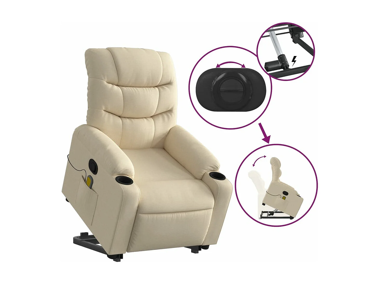 Fauteuil inclinable de massage Crème Tissu REO21349