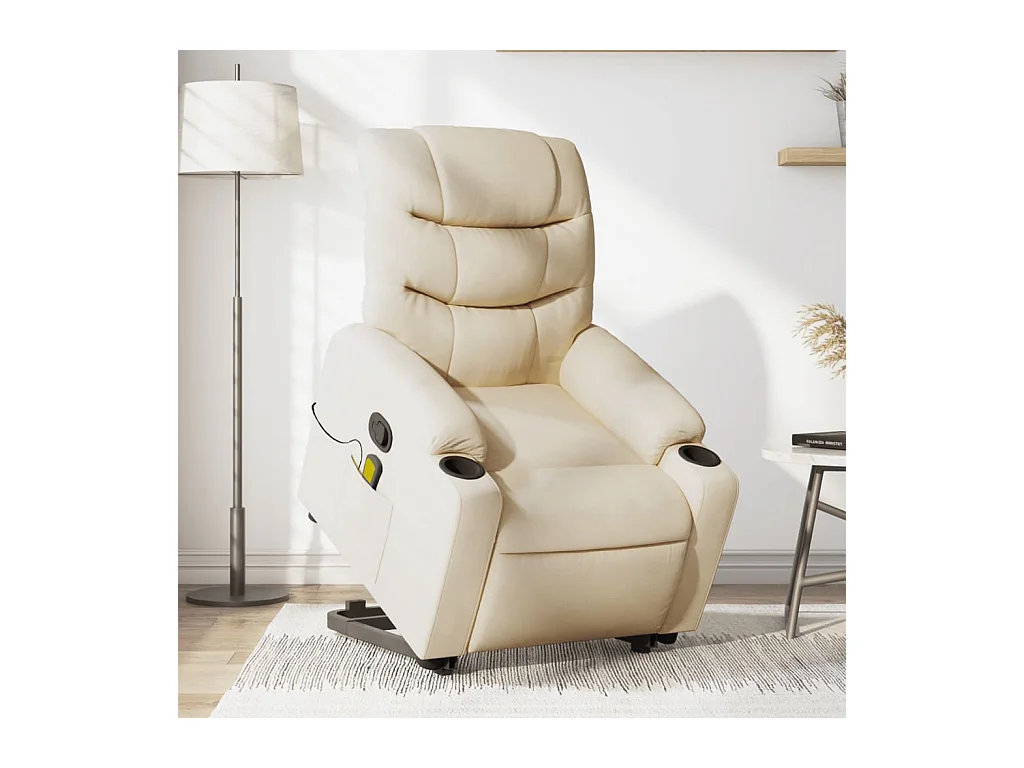 Silla de masaje reclinable de pie de tela color crema YOE88541