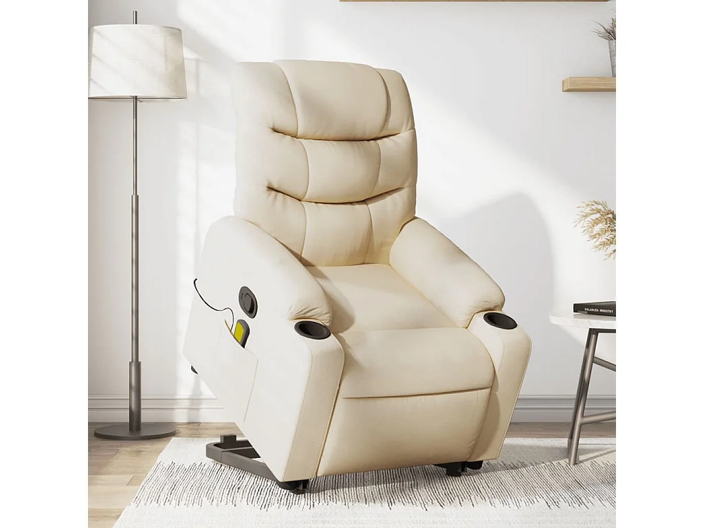 Fauteuil inclinable de massage Crème Tissu REO21349