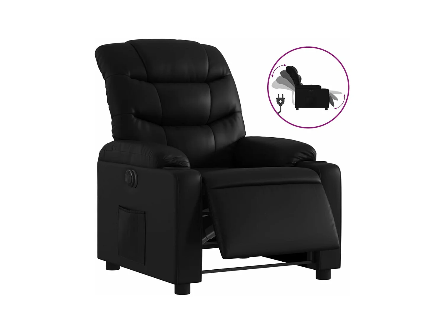 Fauteuil inclinable électrique Noir Similicuir REO35592