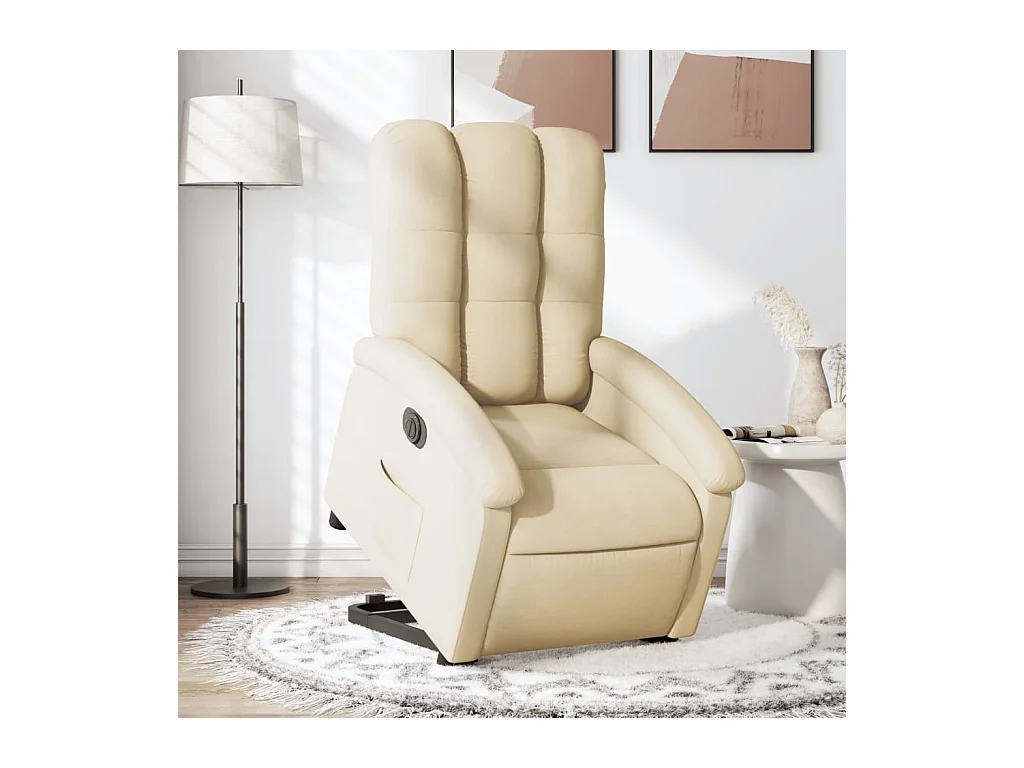 Fauteuil inclinable électrique crème tissu REO39225