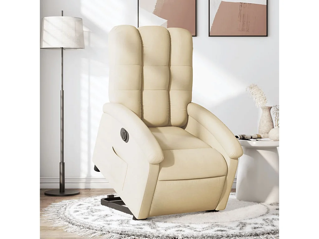 Relaxsessel | Fernsehsessel mit Aufstehhilfe Elektrisch Creme Stoff -gkd458546