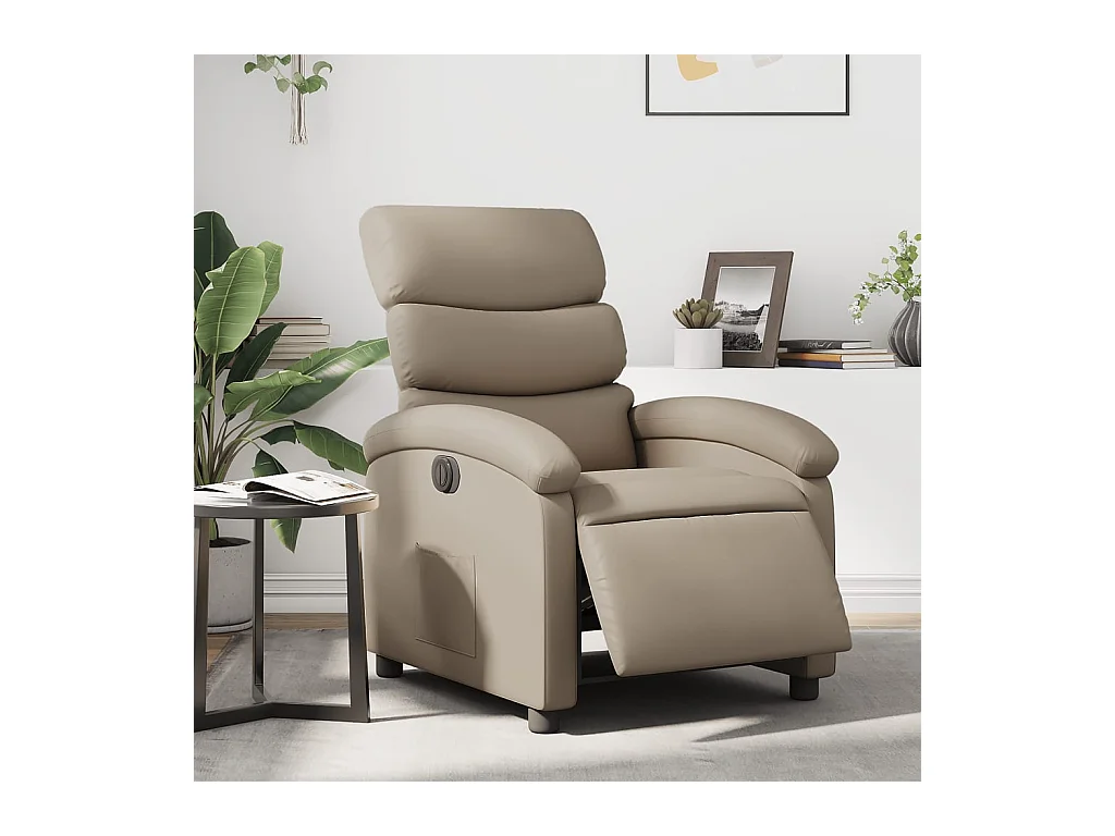 Fauteuil verstelbaar elektrisch kunstleer cappuccinokleurig NL908475