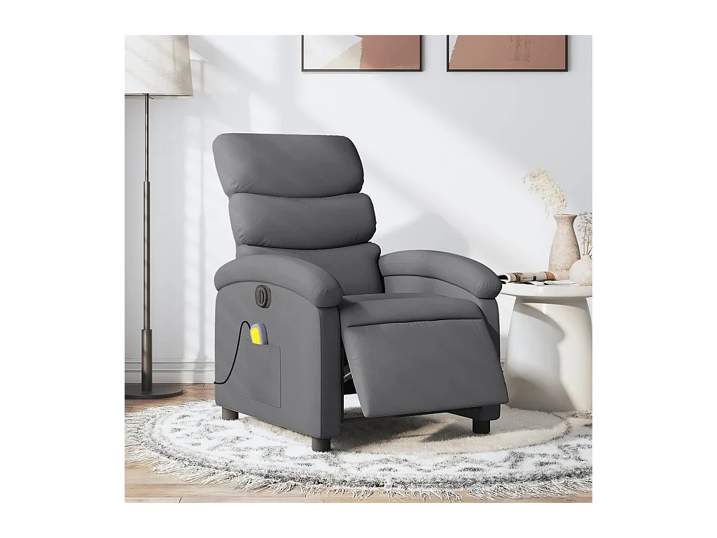 Fauteuil inclinable de massage électrique gris foncé tissu REO78417