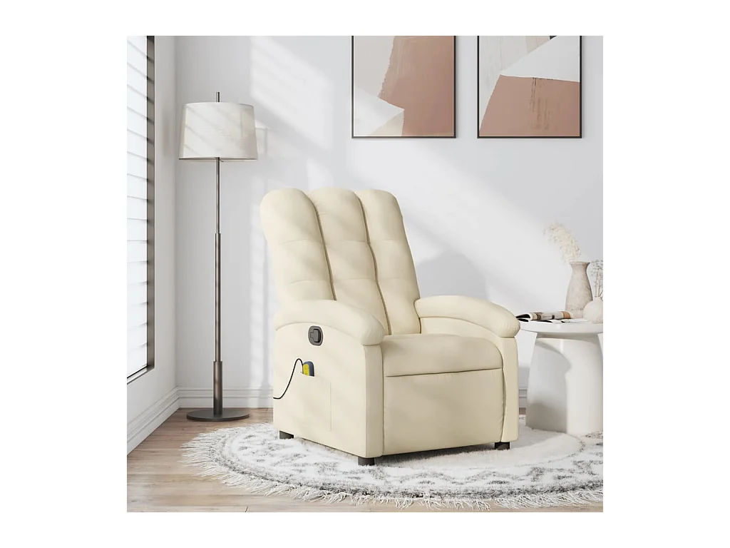 Sillón de masaje reclinable de tela crema YOE57430