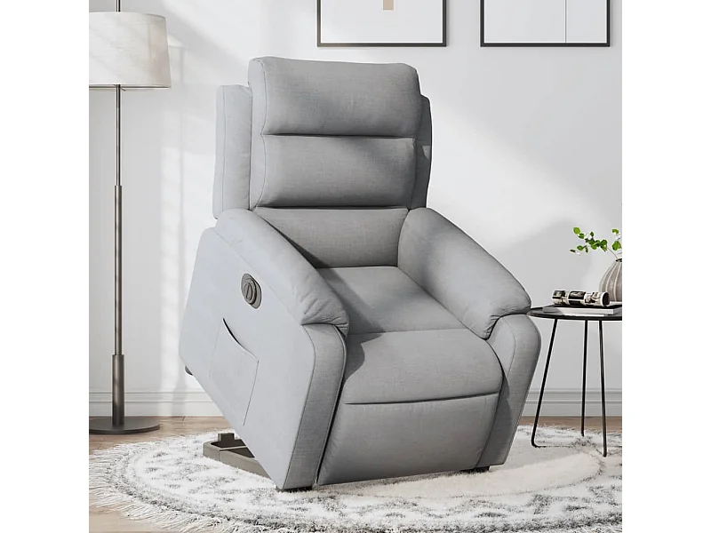 Relaxsessel | Fernsehsessel mit Aufstehhilfe Elektrisch Hellgrau Stoff -gkd546053