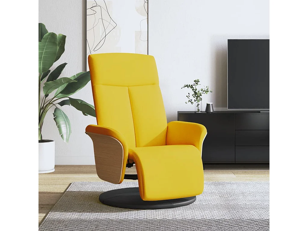Fauteuil inclinable avec repose-pieds jaune clair tissu REO72765