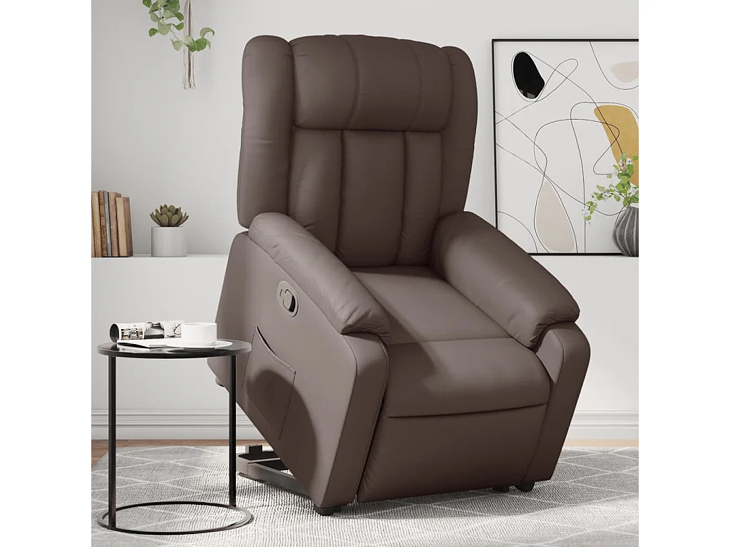 Fauteuil inclinable marron similicuir REO43402