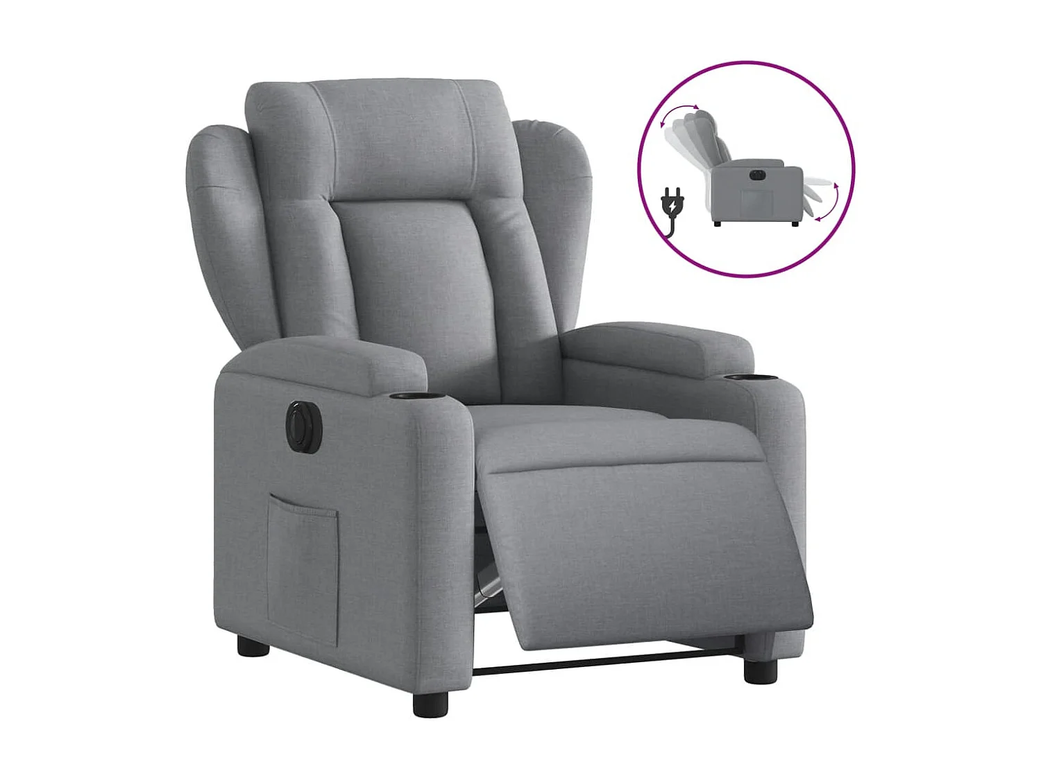 Fauteuil inclinable électrique Gris clair Tissu REO93029