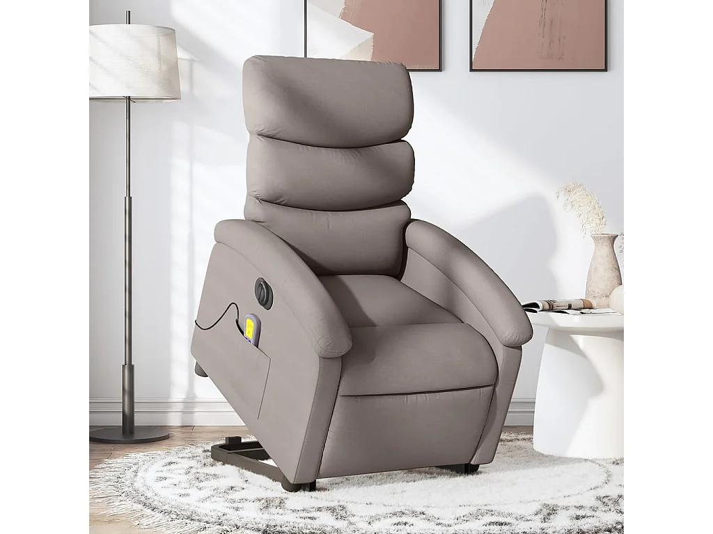 Fauteuil inclinable de massage électrique Taupe Tissu REO62231