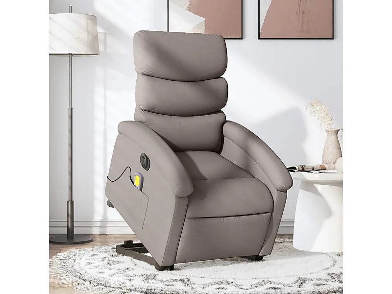 Fauteuil inclinable de massage électrique Taupe Tissu REO62231