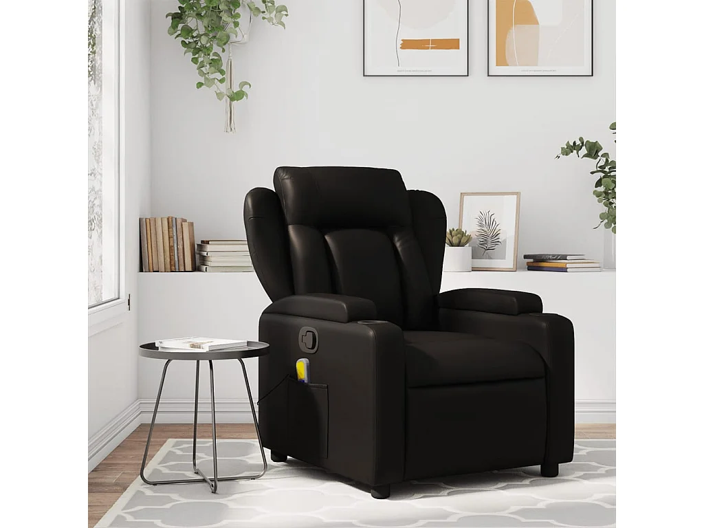 Sillón de masaje reclinable cuero sintético negro YOE91008