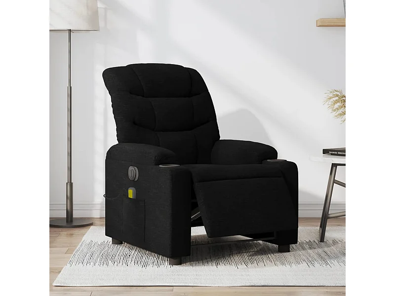 Fauteuil de massage inclinable électrique Noir Tissu REO53854