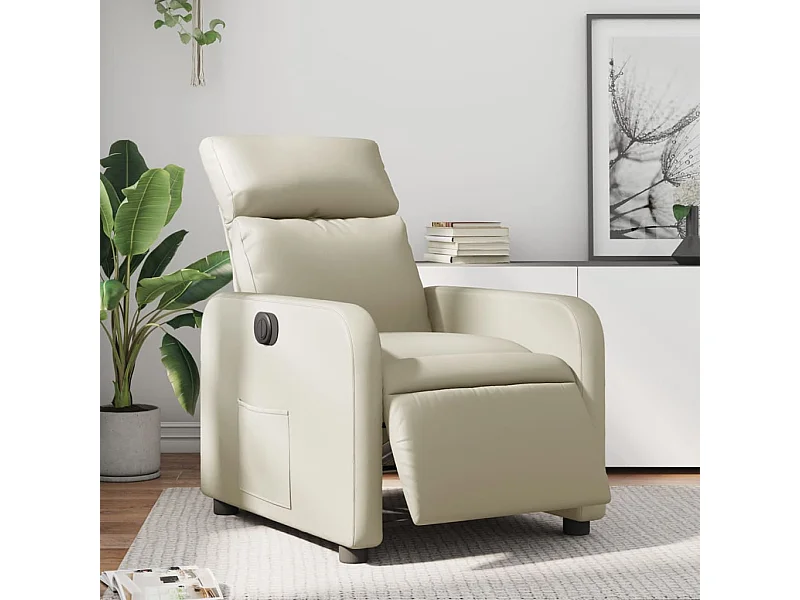 Relaxsessel Elektrisch | Fernsehsessel Creme Kunstleder -gkd903904