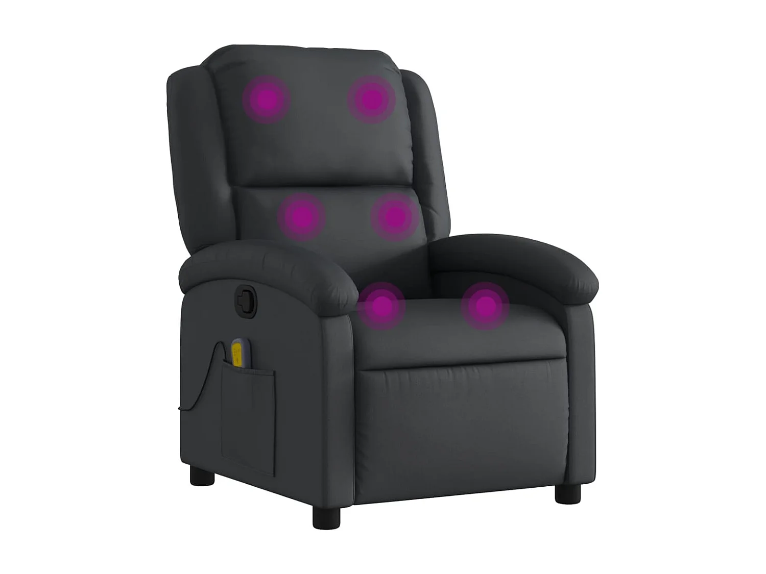 Sillón reclinable de masaje cuero auténtico negro YOE70184