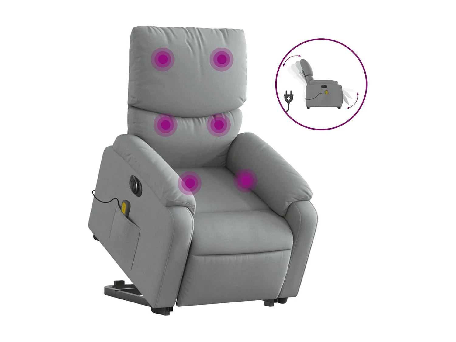Fauteuil inclinable de massage électrique Gris clair Tissu REO59618
