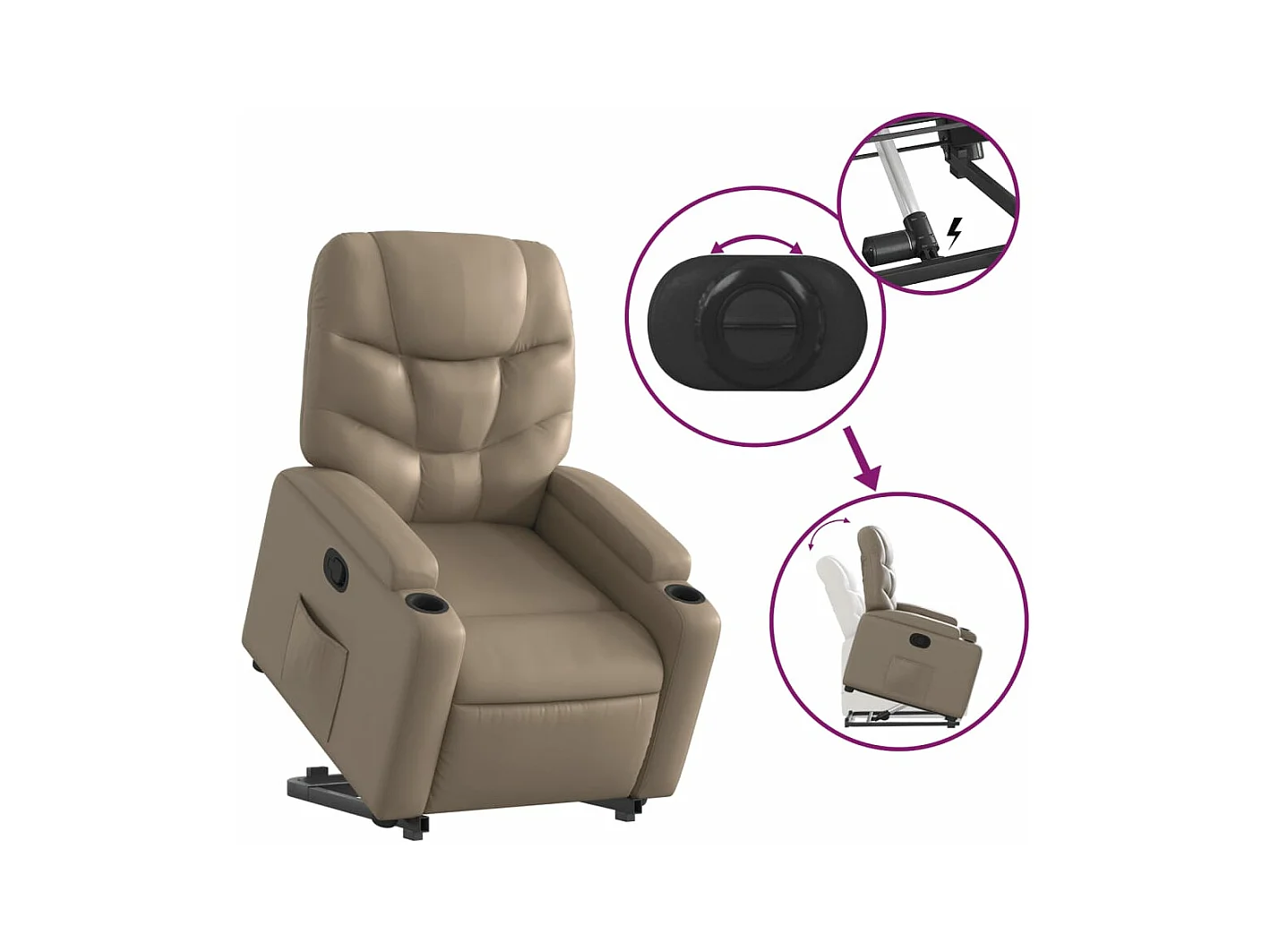 Fauteuil inclinable Cappuccino Similicuir REO54654