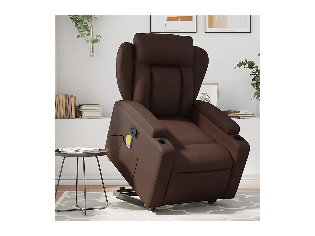 Fauteuil inclinable de massage Marron Similicuir REO43693