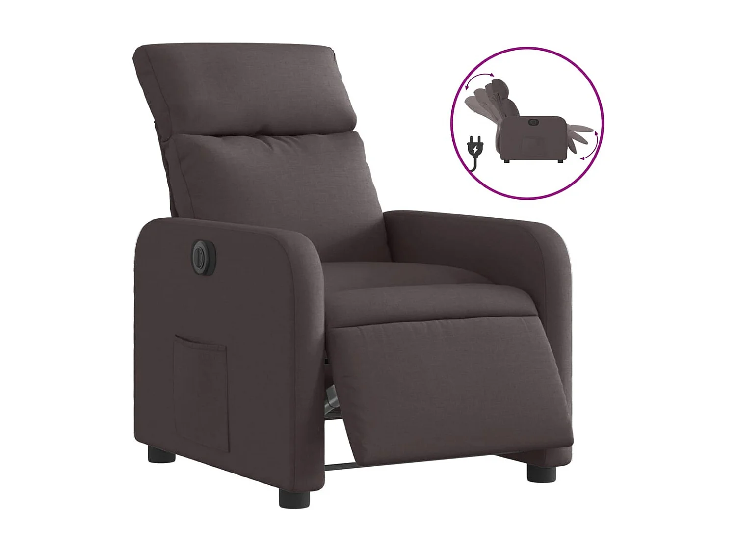 Fauteuil inclinable électrique Marron foncé Tissu REO56600