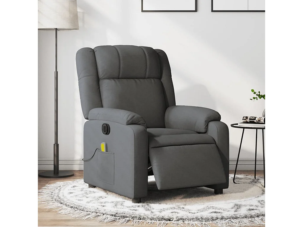Fauteuil inclinable de massage électrique gris foncé tissu REO56992