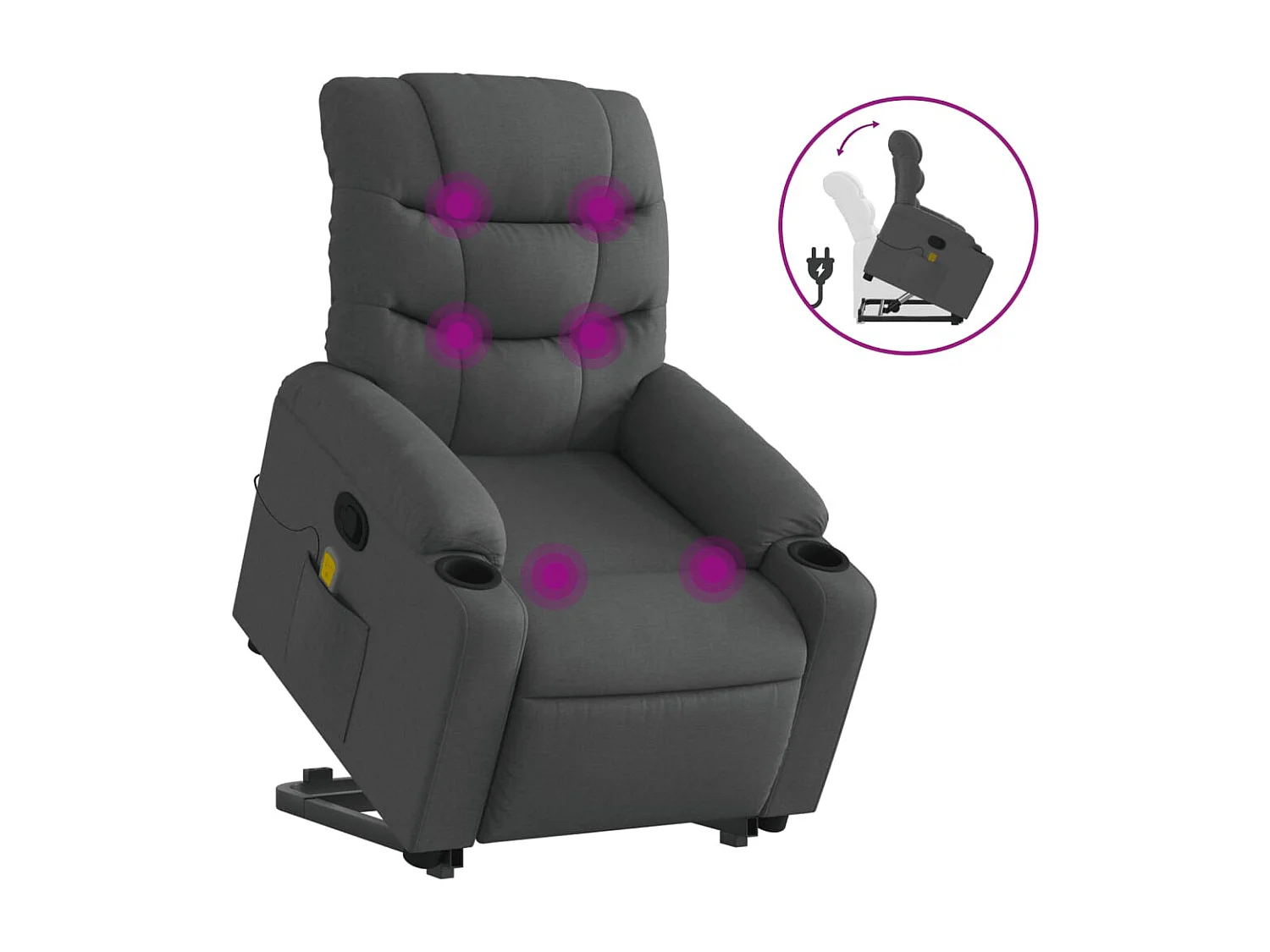 Fauteuil de massage inclinable Gris foncé Tissu REO24321