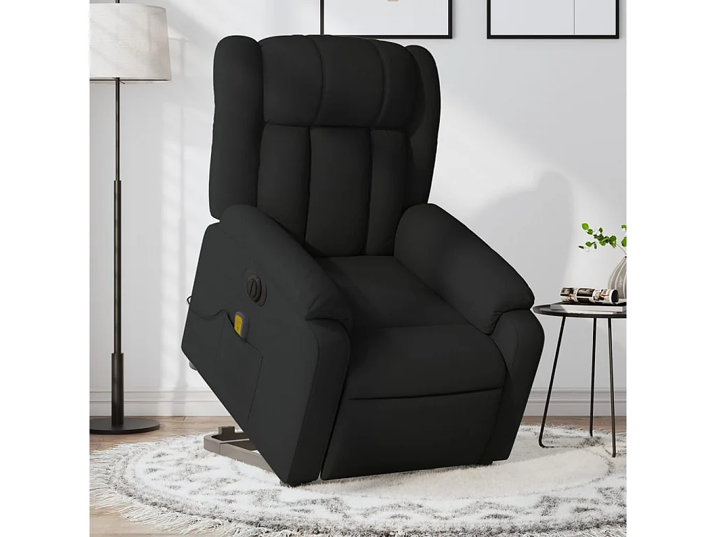 Fauteuil inclinable de massage électrique Noir Tissu REO81192