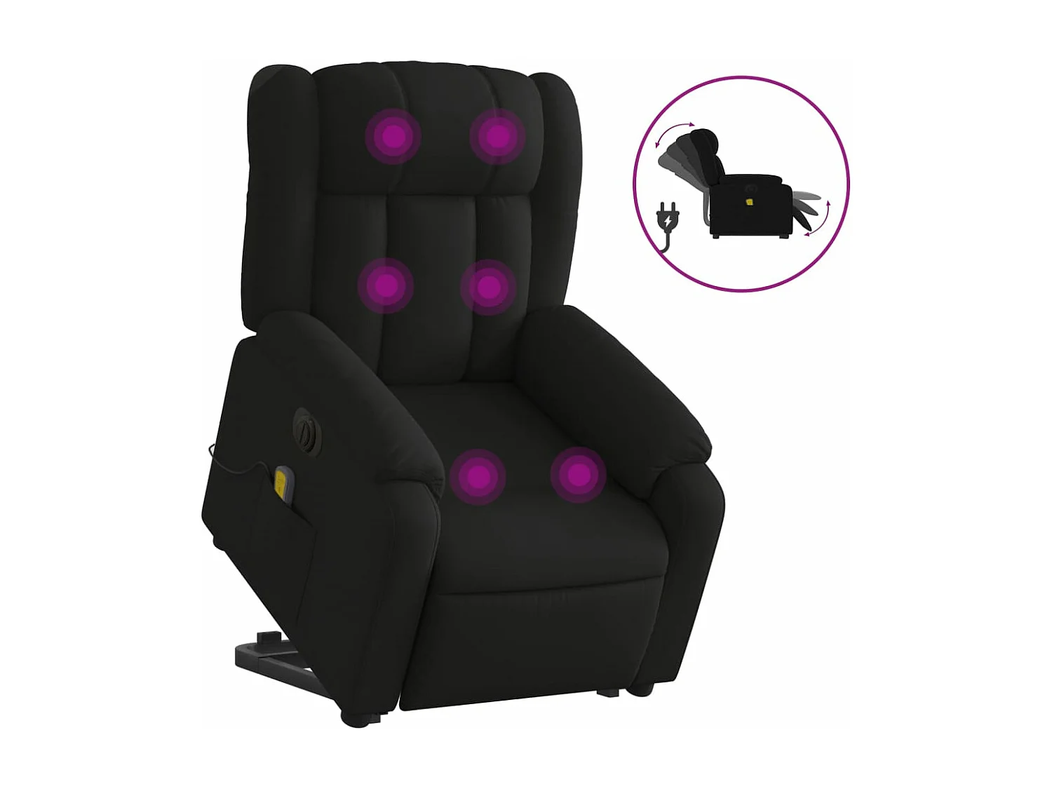 Fauteuil inclinable de massage électrique Noir Tissu REO81192