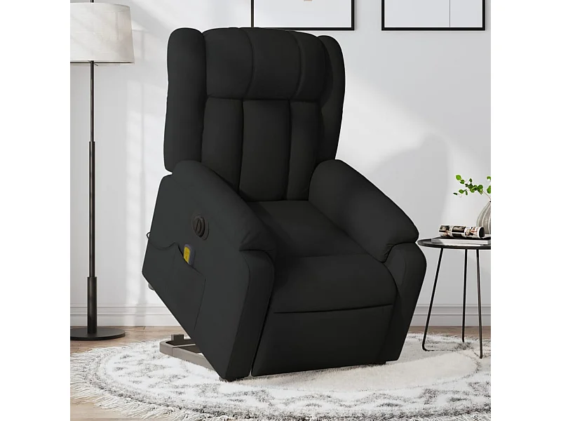 Sillón de masaje eléctrico reclinable elevable tela negro YOE87890