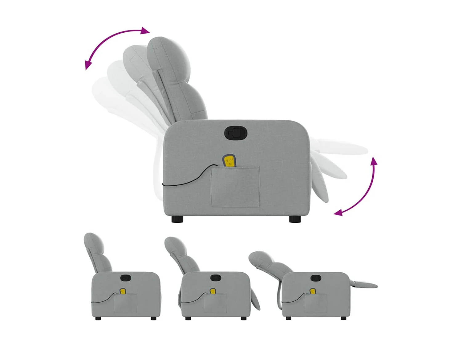 Fauteuil de massage inclinable Gris clair Tissu REO87248